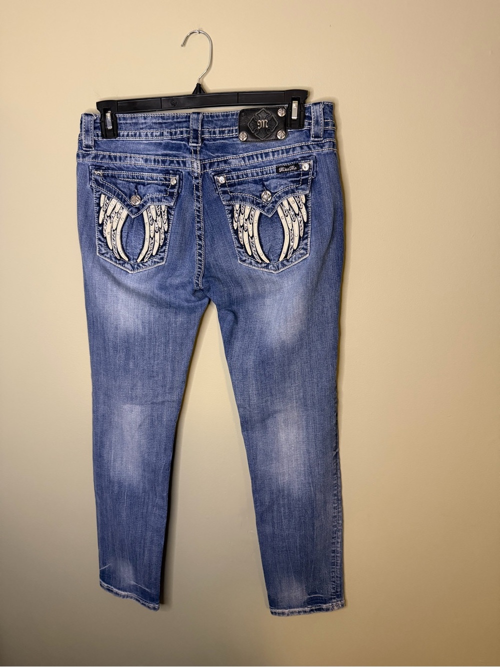 Gorgeous Y2K Miss Me Signature Skinny Jeans Embellished Wing Pockets 31” Inseam